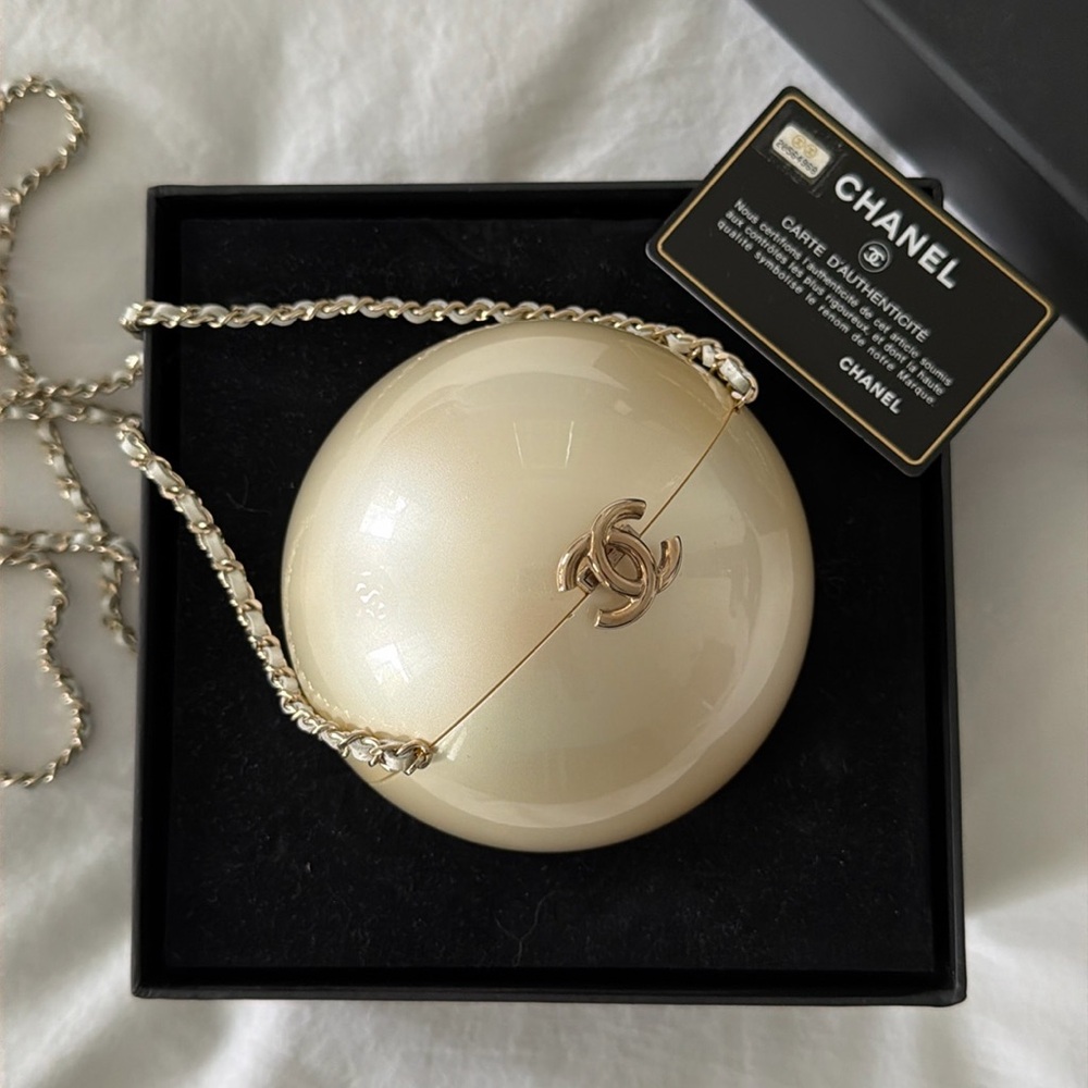 Chanel runway pearl minaudiere in pristine condition.